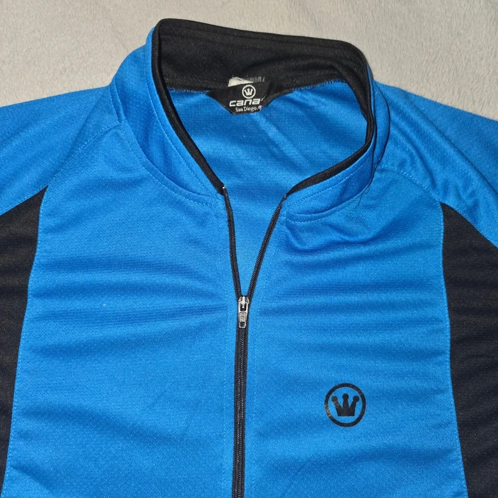 Canari San Diego Blue Black Quarter Zip Cycling Jersey Short Sleeve‎ Mens XL